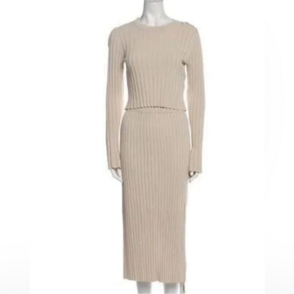 House Of Harlow 1960 Ribbed Midi Skirt - Tan